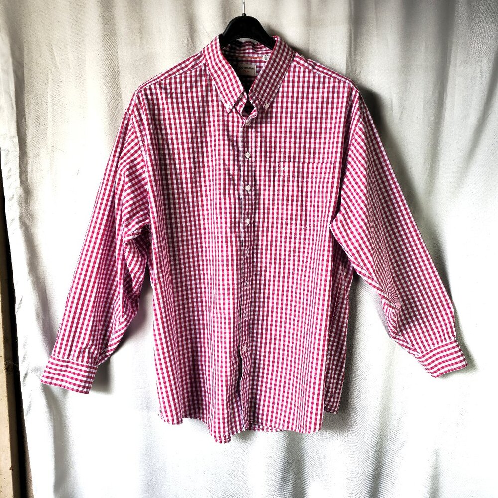 Dockers Men's Long Sleeve Button Down Red White Blue Check Shirt 2XLT NWOT TALL